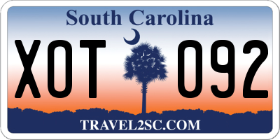 SC license plate XOT092