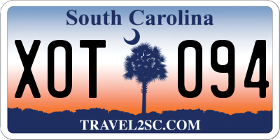 SC license plate XOT094