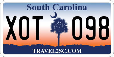 SC license plate XOT098