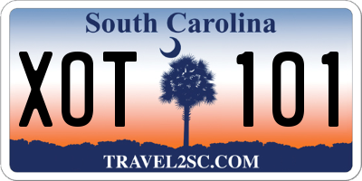 SC license plate XOT101