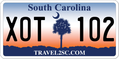 SC license plate XOT102