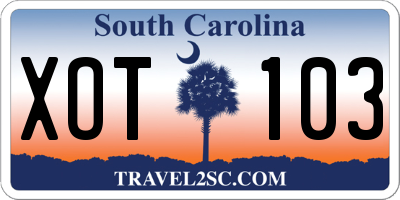 SC license plate XOT103