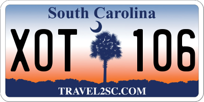 SC license plate XOT106