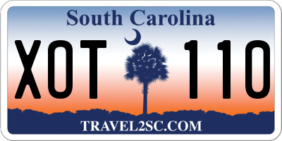 SC license plate XOT110