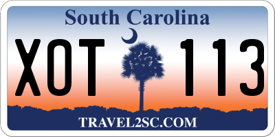 SC license plate XOT113