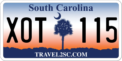SC license plate XOT115