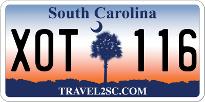 SC license plate XOT116