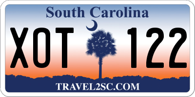 SC license plate XOT122
