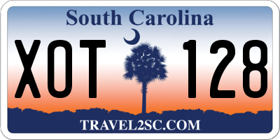 SC license plate XOT128