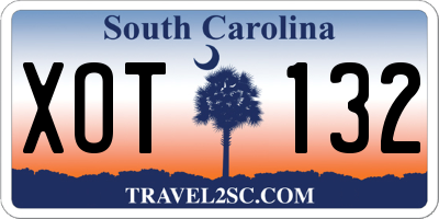 SC license plate XOT132