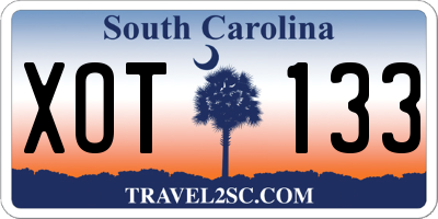 SC license plate XOT133