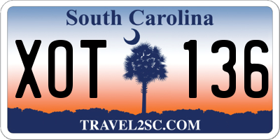 SC license plate XOT136
