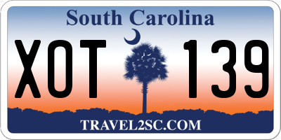 SC license plate XOT139