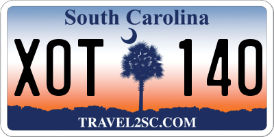 SC license plate XOT140