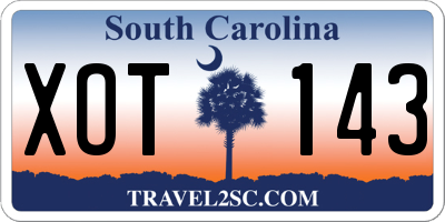 SC license plate XOT143