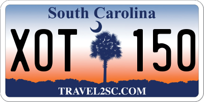 SC license plate XOT150