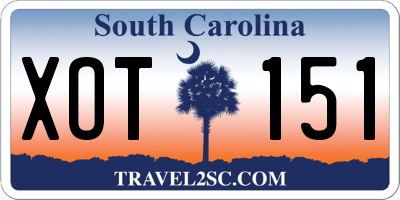 SC license plate XOT151
