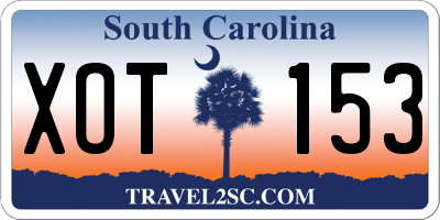 SC license plate XOT153
