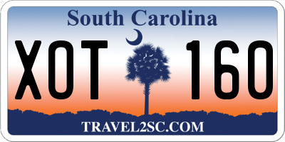 SC license plate XOT160