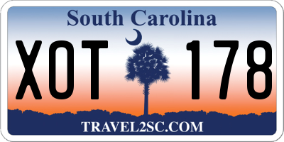 SC license plate XOT178