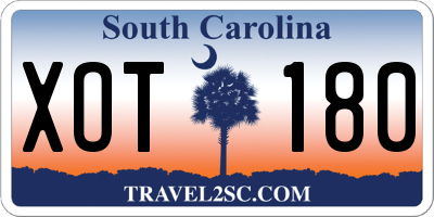 SC license plate XOT180