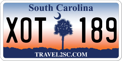SC license plate XOT189