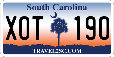 SC license plate XOT190