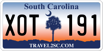 SC license plate XOT191