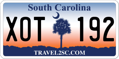 SC license plate XOT192