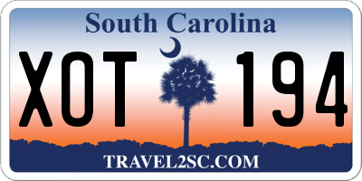 SC license plate XOT194