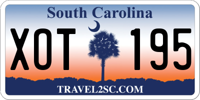 SC license plate XOT195