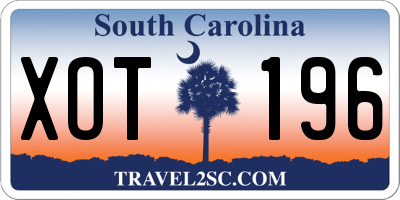 SC license plate XOT196