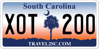 SC license plate XOT200