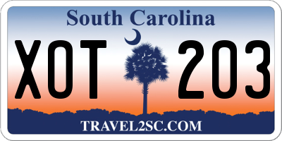 SC license plate XOT203