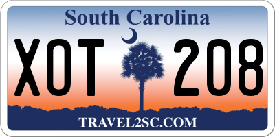 SC license plate XOT208