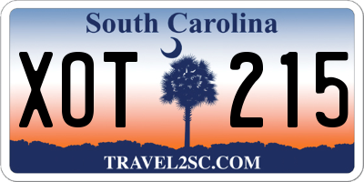 SC license plate XOT215