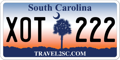 SC license plate XOT222
