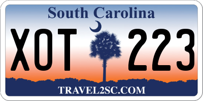 SC license plate XOT223