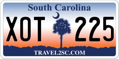 SC license plate XOT225