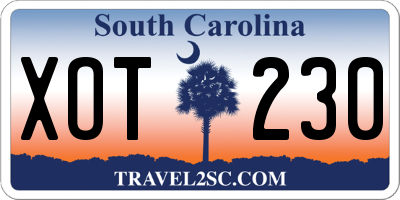 SC license plate XOT230