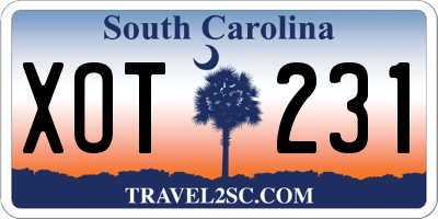 SC license plate XOT231