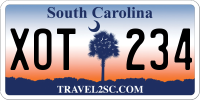 SC license plate XOT234