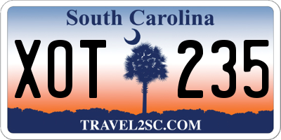 SC license plate XOT235