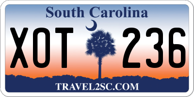 SC license plate XOT236