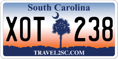 SC license plate XOT238