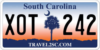 SC license plate XOT242