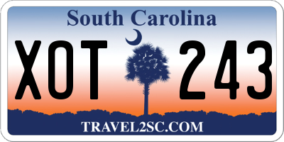 SC license plate XOT243