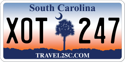 SC license plate XOT247