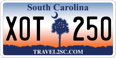SC license plate XOT250