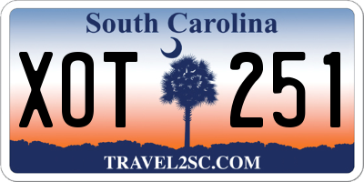 SC license plate XOT251